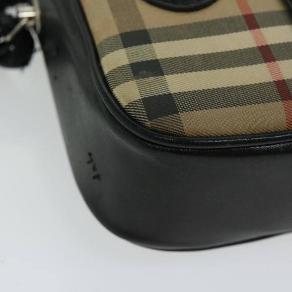 BURBERRY Nova Check Shoulder Bag Canvas Beige Black Auth 66162 - Picture 7 of 16